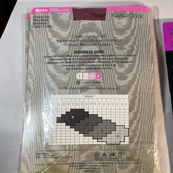 Lot of 5 Pantyhose Round the Clock Hanes Liz Claiborne Plum Blue Pink Size A-B - Picture 7 of 14